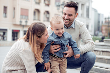 Sticker - Happy family having fun in the city