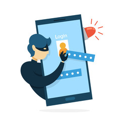 Poster - Thief steal personal data with password. Cyber crime