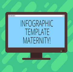 Fototapete - Conceptual hand writing showing Infographic Template Maternity. Business photo text Motherhood elements, material and guidelines Blank Computer Monitor Color Screen Mounted with Progress Bar