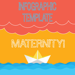 Fototapete - Word writing text Infographic Template Maternity. Business concept for Motherhood elements, material and guidelines Wave Heavy Clouds and Paper Boat Seascape Scene photo Blank Copy Space