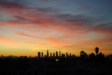 Canvas Print - Fire Sky of LA Skyline