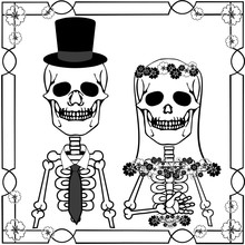 Wedding Skulls With Flourishes