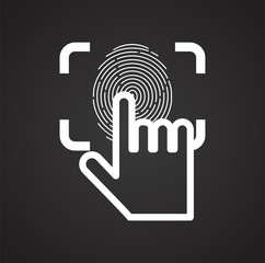 Finger id icon on black background for graphic and web design, Modern simple vector sign. Internet concept. Trendy symbol for website design web button or mobile app