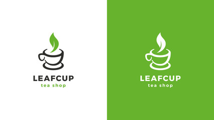 Tearoom Logotype template, positive and negative variant, corporate identity for brands, tea logo, vector design