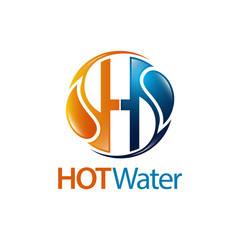 Circle hot water drop initial letter H logo concept design. Symbol graphic template element