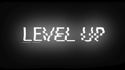 Poster - Letters of Level up text with noise on black, 3d rendering background, computer generating for gaming