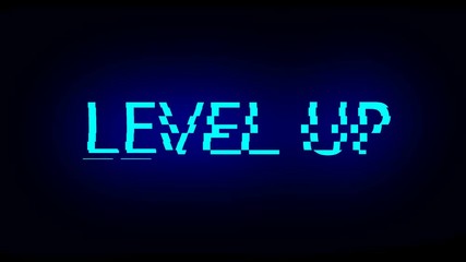 Poster - Letters of Level up text with noise on black, 3d rendering background, computer generating for gaming