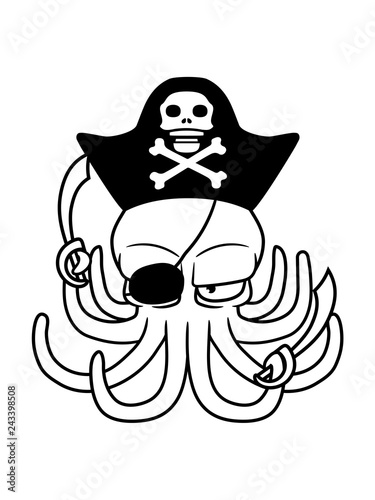 Fotografía kapitän pirat matrose hut seeräuber kämpfen säbel böser oktopus krake kopffüßer