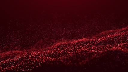 Poster - Wave Glow. Wave of particles. Wave 3d. 3d rendering. Futuristic dots background with a dynamic wave. Abstract Big Data Visualization.