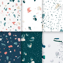 Canvas Print - Colorful Terrazzo seamless pattern posters vector set