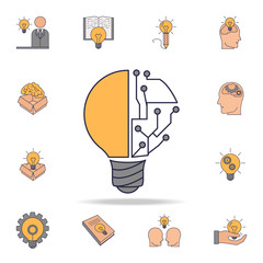 Poster - light bulb and circuit fild color icon. Detailed set of color idea icons. Premium graphic design. One of the collection icons for websites, web design