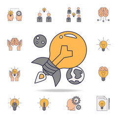 Poster - light bulb fild color icon. Detailed set of color idea icons. Premium graphic design. One of the collection icons for websites, web design