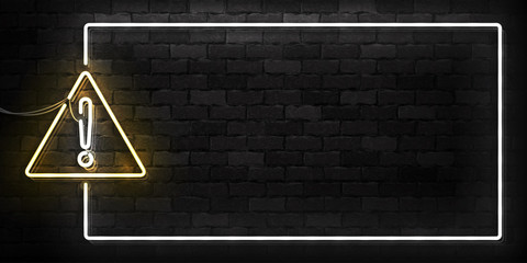 vector realistic isolated neon sign of warning frame logo for decoration and covering on the wall ba