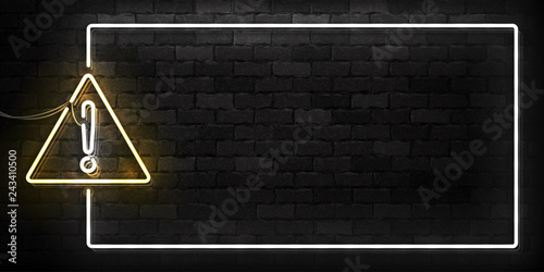 Cuadros en Lienzo Vector realistic isolated neon sign of Warning frame logo for decoration and covering on the wall background