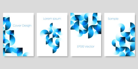 Wall Mural - Set of Geometric Colorful Templates with Angle Gradient Circles in Blue Tones. EPS 10 Vector.