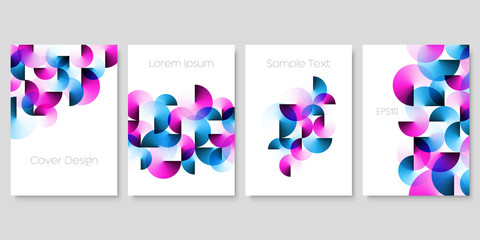 Wall Mural - Set of Geometric Colorful Templates with Magenta and Blue Angle Gradient Circles. EPS 10 Vector.