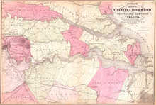 Map Of The Vicinity Of Richmond And Peninsular Campaign In Virginia 1862, Johnson'