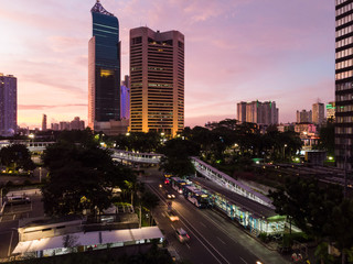 Wall Mural - Sunset over Jakarta financial district