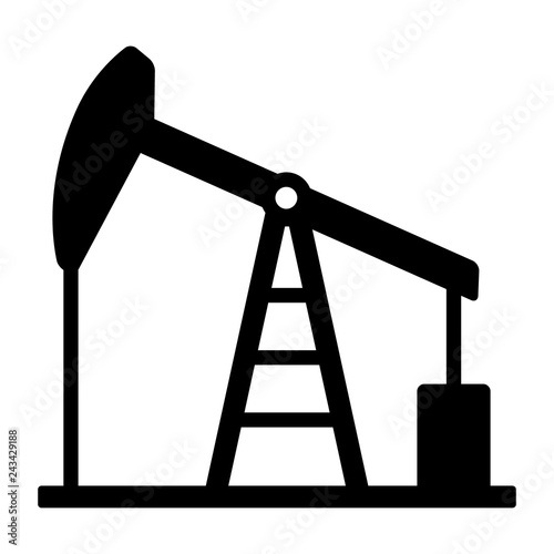 Oil pump jack or petrol pumpjack flat vector icon for gasoline apps and
