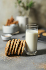 Closeup of Snickerdoodle cookies with milk