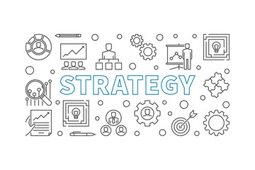 Poster - Strategy vector horizontal concept illustration or banner in thin line style