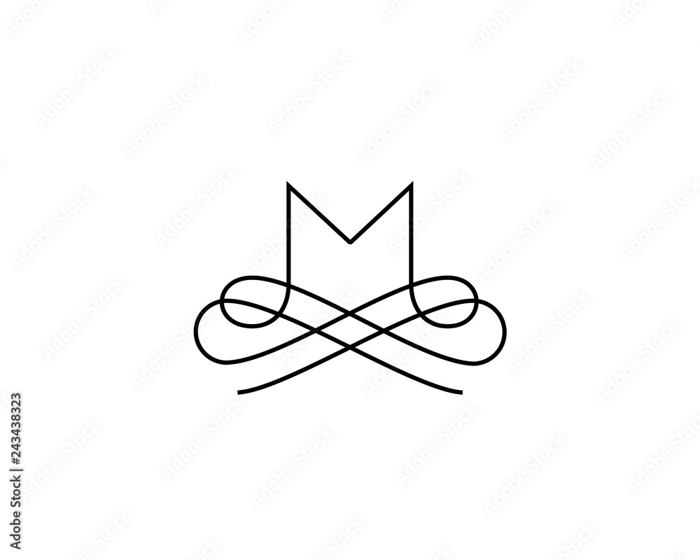 Linear monogram vector symbol logo. Premium letter M logotype. Stock ...