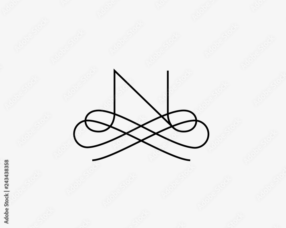 Linear monogram vector symbol logo. Premium letter N logotype. Stock ...