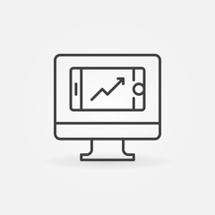 Poster - computer with smartphone vector concept outline icon or symbol