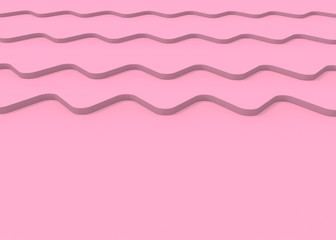 Poster - 3d rendering. Sweet soft pink curl wave curve panels background.