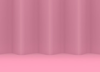 Poster - 3d rendering. Sweet pink curl wave curve wall and floor backgorund.