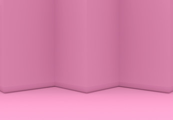 Poster - 3d rendering. Sweet pink triangle zig zag wall and floor backgorund.