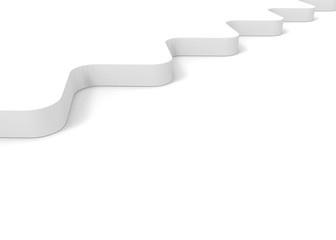 Poster - 3d rendering. Modern White curl wave curve panel on the floor background.