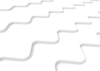 Poster - 3d rendering. Modern White curl wave curve panels background.
