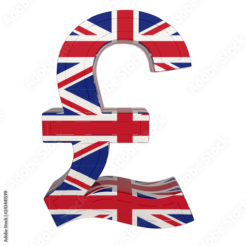 Currency Symbol With National Flag Uk Render Isolated Currency Symbol With National Flag Uk Render Isolated On White