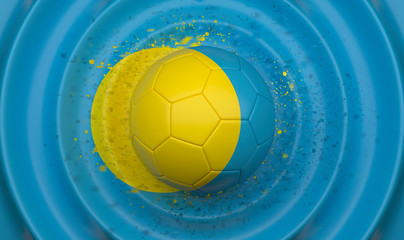 Palau, soccer ball on a wavy background, complementing the composition in the form of a flag, 3d illustration