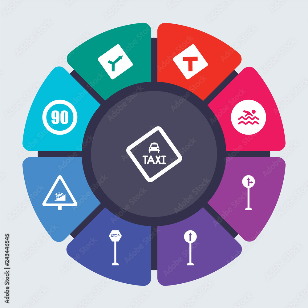 traffic signs vector template for infographics. Business concept with 9 ...