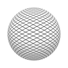 Poster - net texture pattern with black squares on ball or sphere shape isolated on white background. mock up