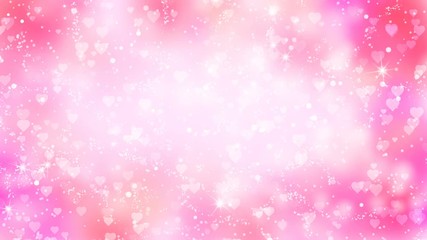 Wall Mural - Pink hearts appear on the shining soft background. Valentines Day holiday abstract loop animation.