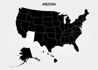 Wall Mural - Arizona. States of America territory on gray background. Separate state. Vector illustration