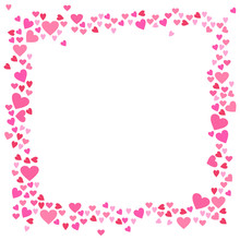 Abstract Love For Your Valentines Day Greeting Card Design. Rose Pink Hearts Frame Isolated On White Background. Vector Illustration