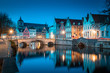 Historic city of Brugge at twilight, Flanders region, Belgium