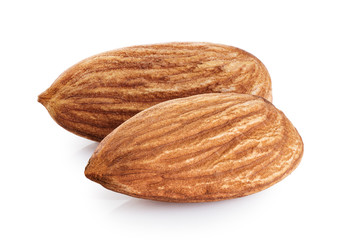 Almonds isolated on white background.