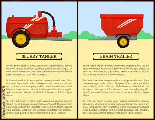 Foto Agricultural Machinery Set, Cartoon Vector Banner