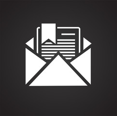 Poster - Business document icon on black background for graphic and web design, Modern simple vector sign. Internet concept. Trendy symbol for website design web button or mobile