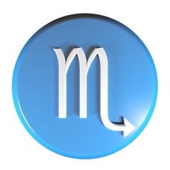 Poster - ZODIAC SCORPIO ICON blue circle push button  - 3D rendering illustration