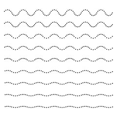 Wall Mural - Set of wavy horizontal dots lines. Vector design element