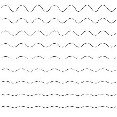 Wall Mural - Set of wavy horizontal dots lines. Vector design element