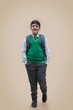 © IndiaPix - Portrait of schoolboy with hands in pockets over color background