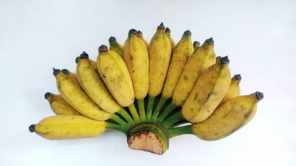 Ripe banana on white background