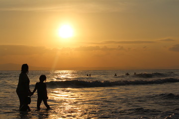 sunset and the beach